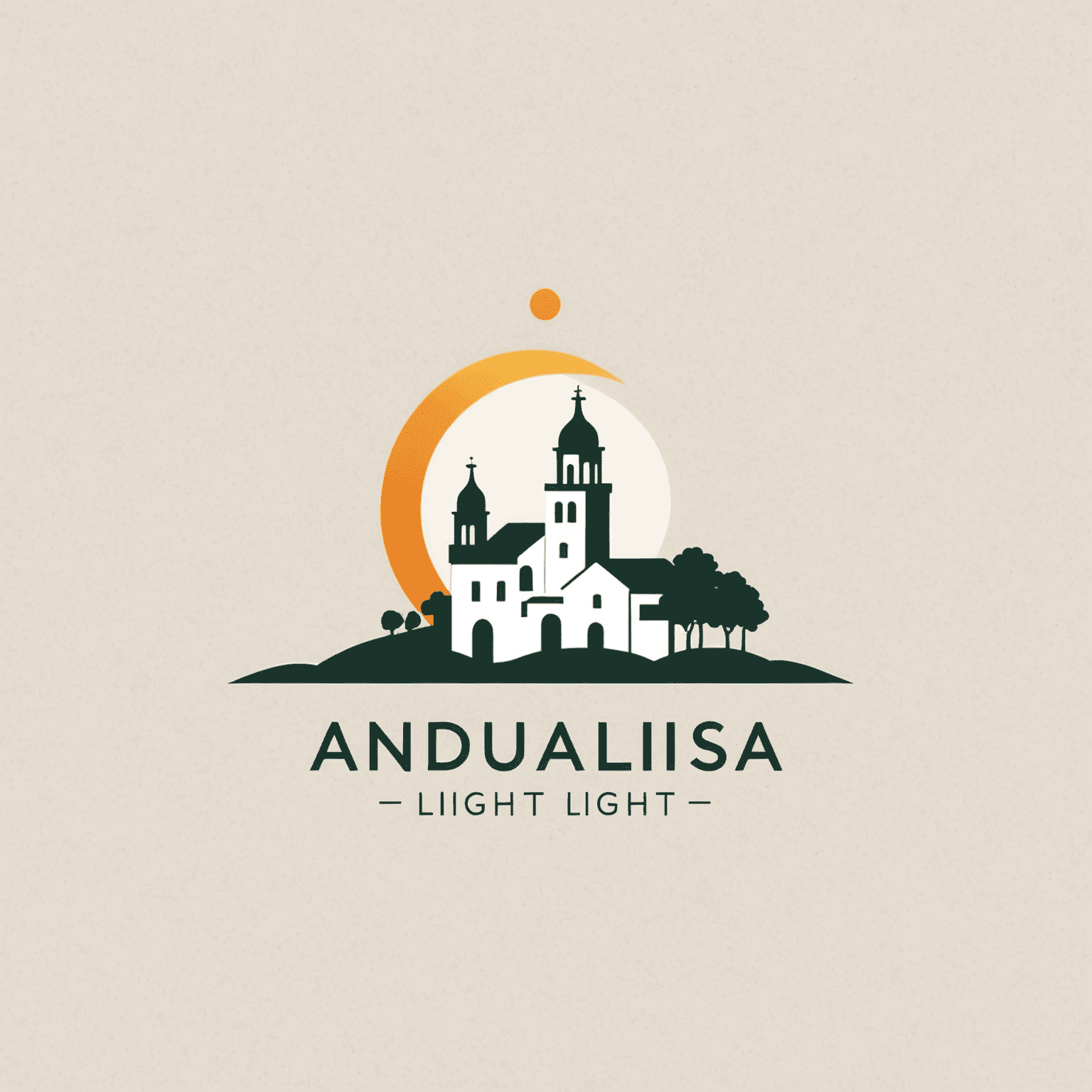 Logo de Andalusian Light: un diseño minimalista que evoca la luz y la arquitectura de los pueblos blancos de Andalucía